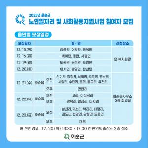 화순군, ‘2023년 노인일자리 사업’ 참여자 4443명 모집