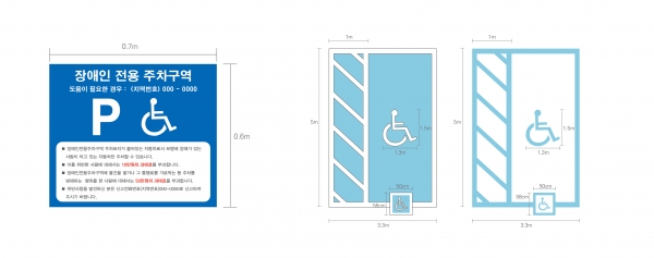 장애인 전용 주차구역 안내표지 및 주차구획 표시