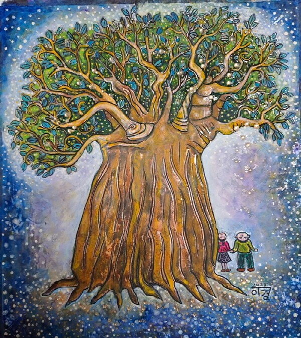 이경 작가의 은지화 '아이들의 꿈나무'